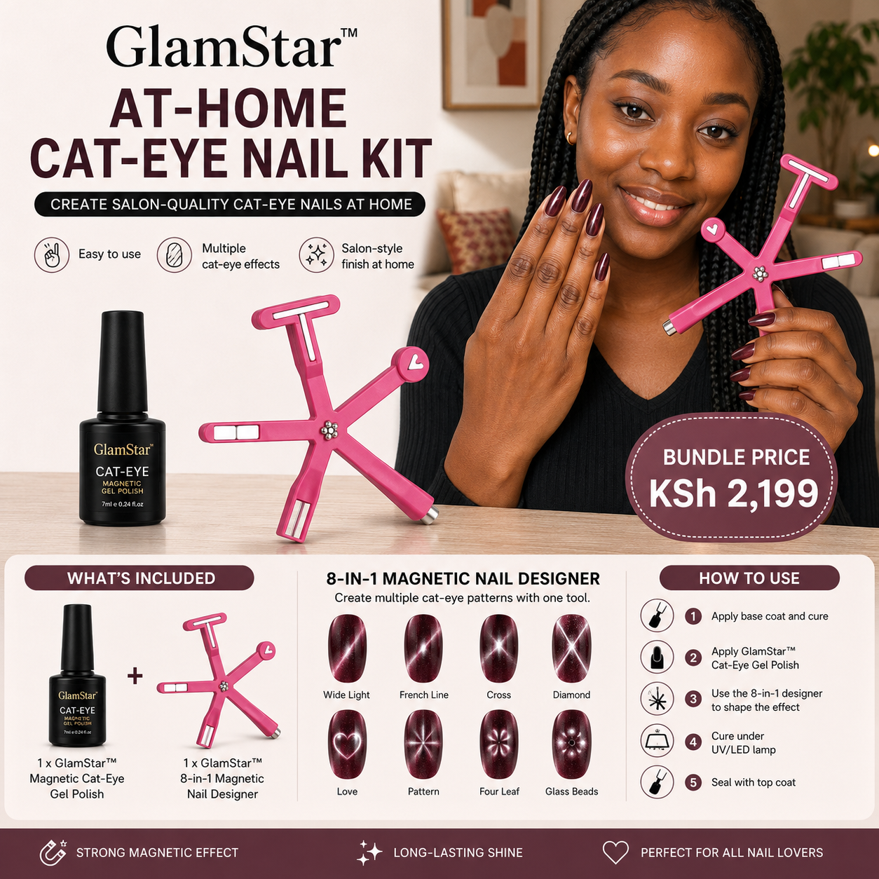 GlamStar™ At-Home Cat-Eye Nail Kit