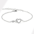 925 Sterling Silver/Gold Heart Crystal Charm Bracelet